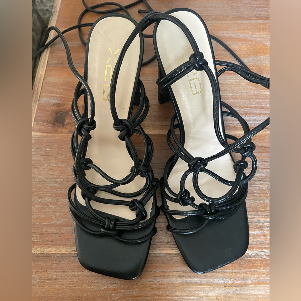 Black Strappy Women's Heels
